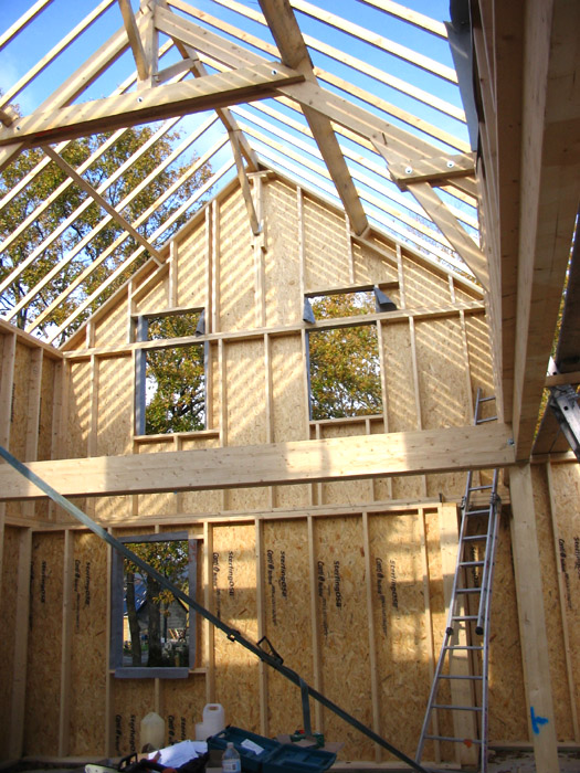intérieur de maison bois en construction