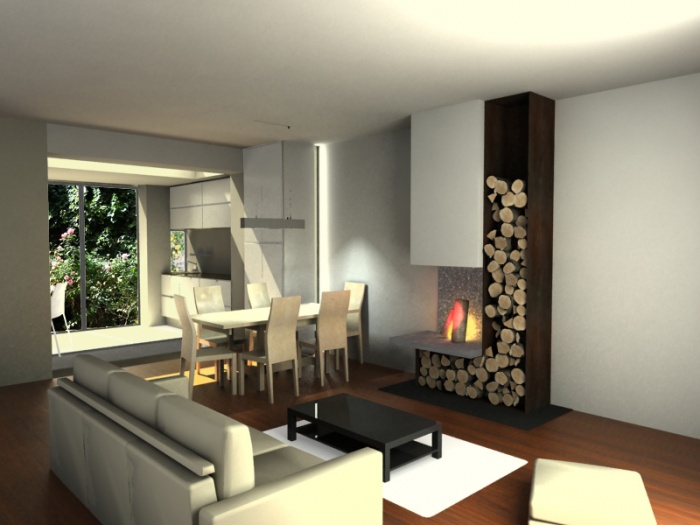 Extension et r�novation Paris : RDC-cheminee