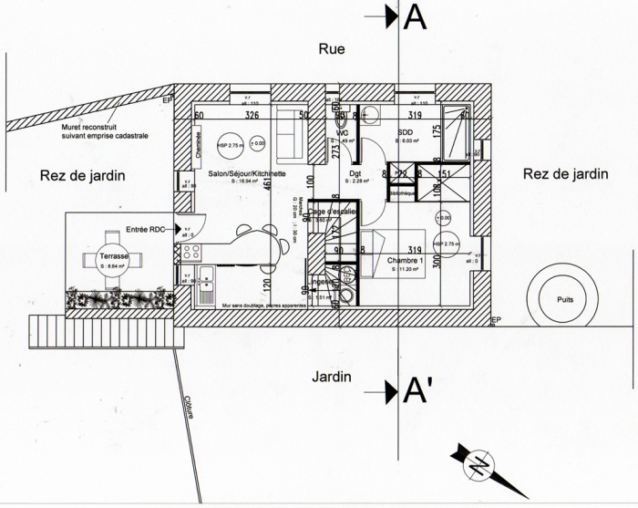 Rénovation, extension d'une maison et construction d'un garage ( projet en cours ) : Plan RDC projet