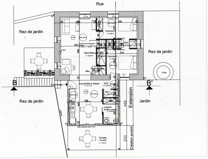 Rénovation, extension d'une maison et construction d'un garage ( projet en cours ) : Plan étage projet