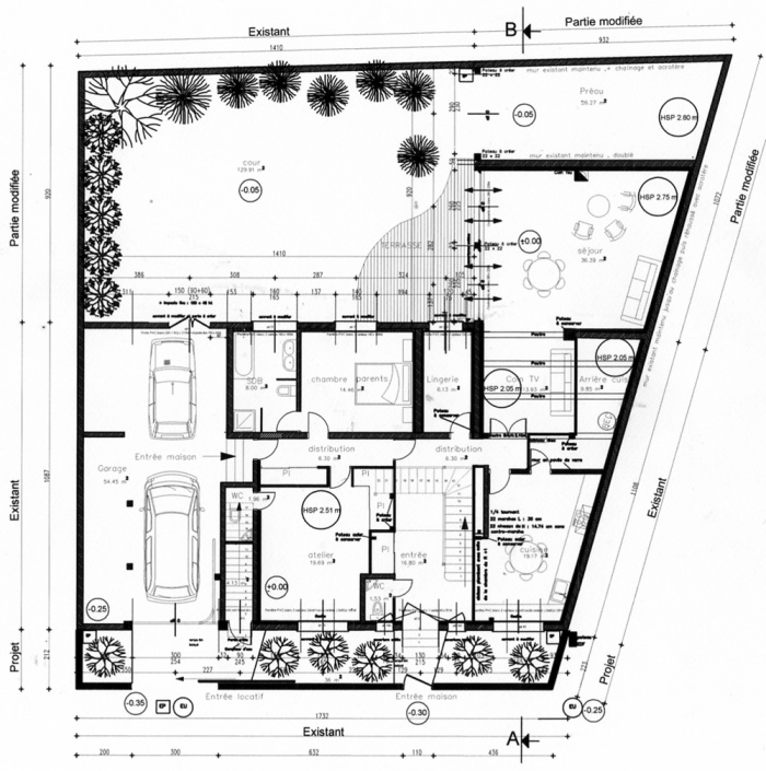 Rénovation d'une maison et aménagement de son extension ( projet en cours ) : Plan RDC projet 