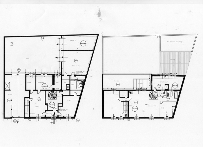Rénovation d'une maison et aménagement de son extension ( projet en cours ) : Plans RDC et étage existant