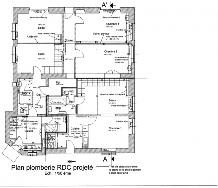 Rnovation d'une maison et amnagement de combles : Plan RDC 