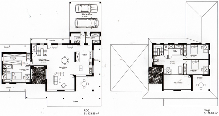 Construction d'une maison ( projet en cours ) : Plans RDC et tage