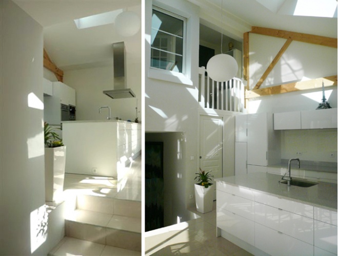 Sur�l�vation d'une maison de ville, Paris XXe : 5-12-2010-SAP-vue int�rieure 1