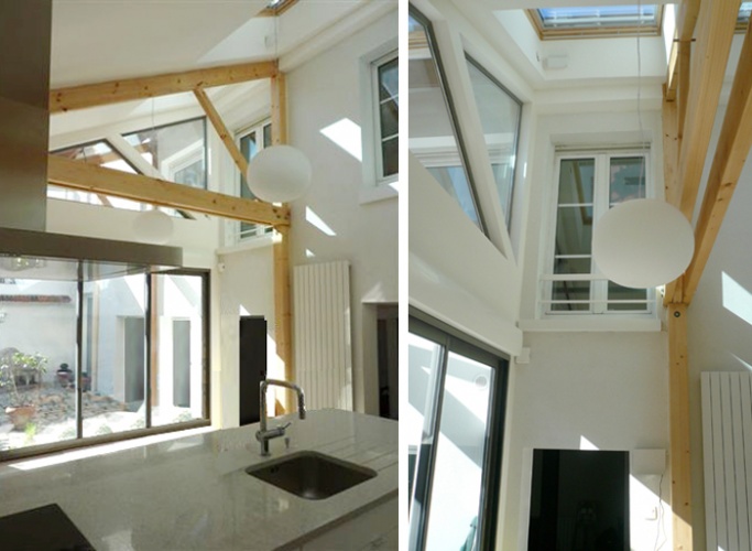 Sur�l�vation d'une maison de ville, Paris XXe : 6-12-2010-SAP-vue int�rieure 2