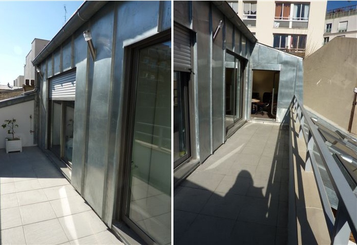 Sur�l�vation d'une maison de ville, Paris XXe : 7-12-2010-SAP- terrasse