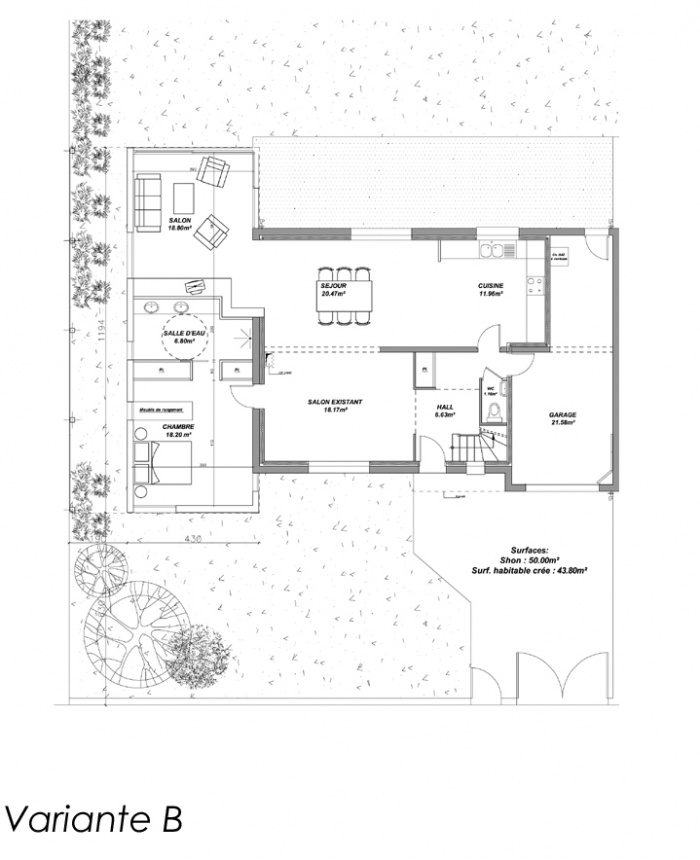 Extension d'une maison d'habitation (44) : PLAN B