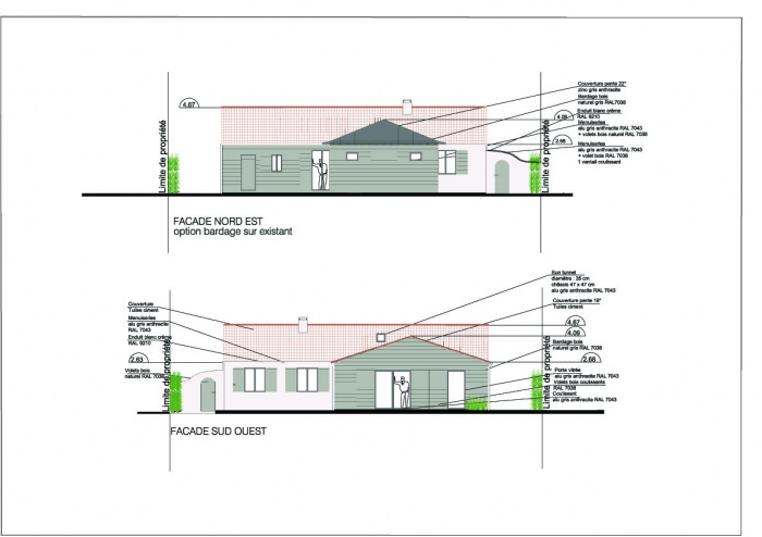 Extension d'une maison ( projet en cours ) : Façades Nord Est et Sud Ouest copie