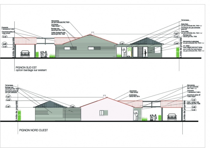 Extension d'une maison ( projet en cours ) : Pignons Sud Est et Nord Ouest copie