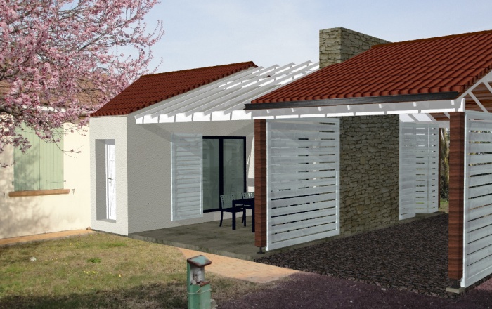 Extension d'une maison ( projet en cours ) : maquette 3D Sud