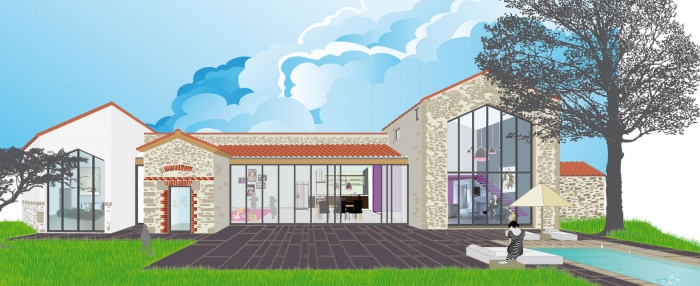 Raffectation d'une grange en habitation contemporaine